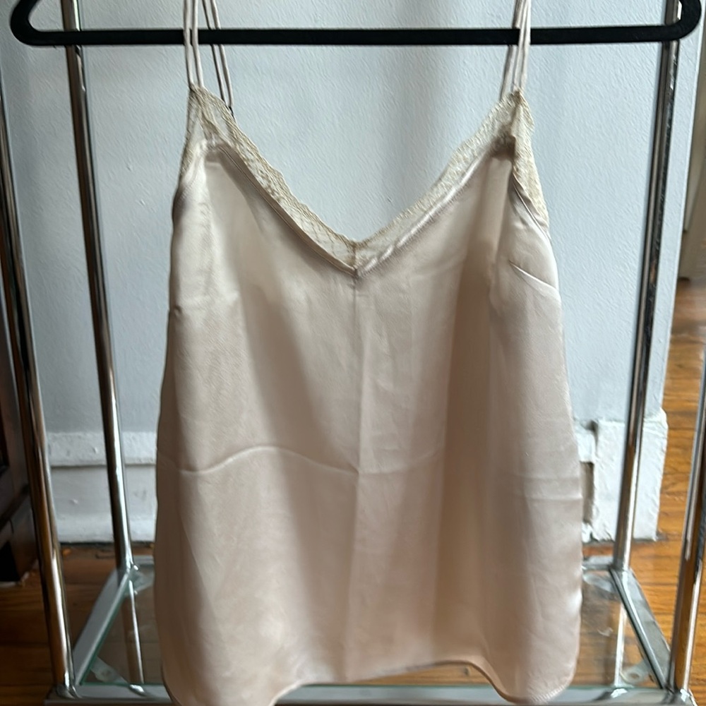 Cream satin tank top